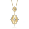 Rachel Glauber Rhodium And 14k Gold Plated Cubic Zirconia Pendant Necklace In Gold