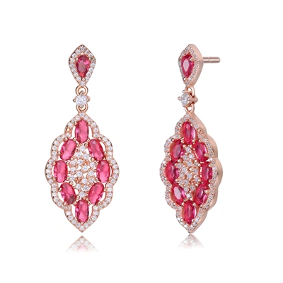 Genevive 14k Rose Gold Vermeil Earrings In Red