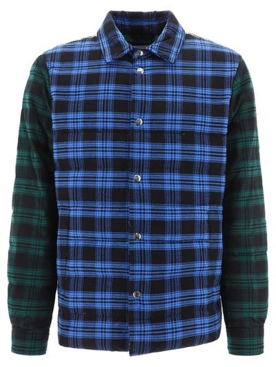 Woolrich Panelled Check-pattern Shirt Jacket In Blue
