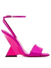 Attico Block Heel Ankle Strapped Sandals In Fuchsia