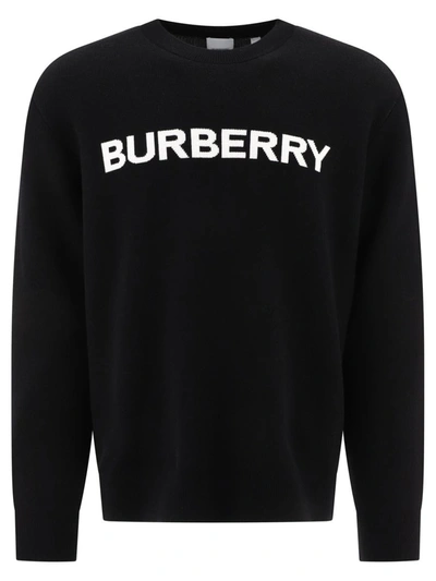 Burberry Deepa Logo羊毛&棉针织毛衣 In Black
