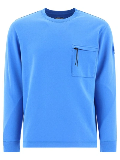Woolrich Zip-pocket Crew-neck Sweatshirt In Light Blue