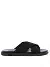 Ferragamo Black Monogram Sandals In Black