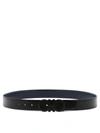 Ferragamo Adjustable Geometric Pattern Reversible Belt In Black