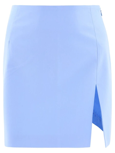 The Andamane Gioia Side-split Miniskirt In Light Blue