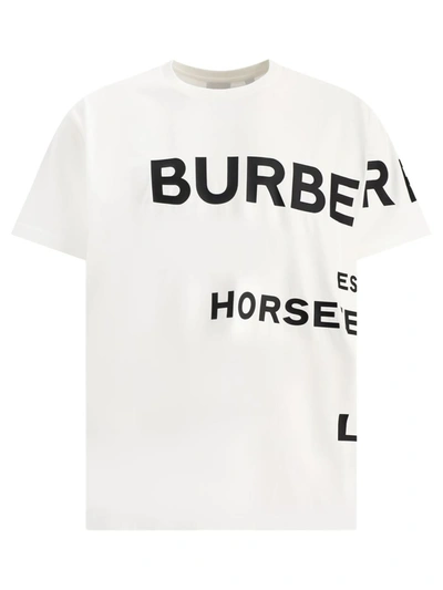 Burberry White Oversized 'horseferry' Print T-shirt In White