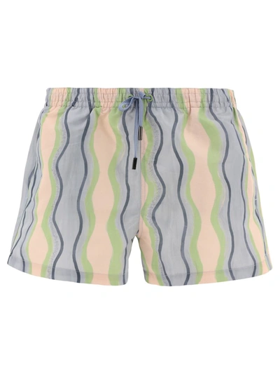 Jacquemus Wave-print Swim Shorts In Blau
