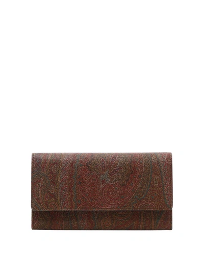 Etro "paisley" Wallet With Strap In Brown