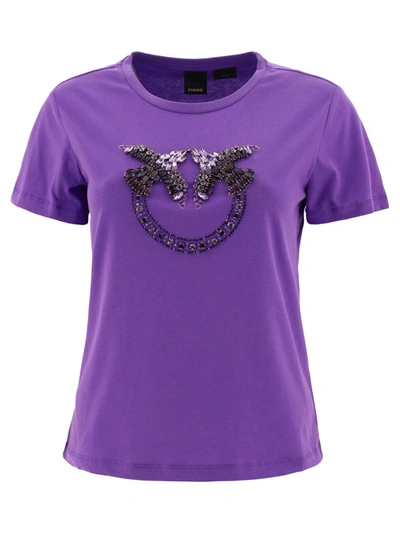 Pinko Crystal-embellished T-shirt In Purple