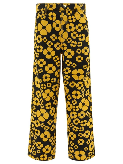 Marni X Carhartt Floral Printed Jeans In Black