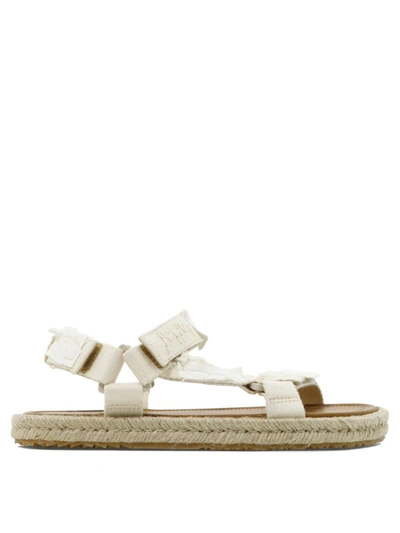 Maison Margiela White Canvas Trekking Sandals In Neutral