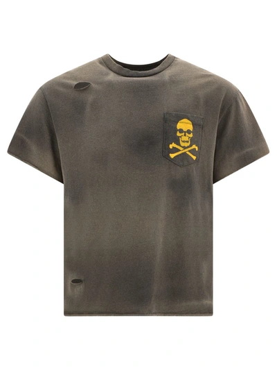 Gallery Dept. Skull And Crossbones-print Distressed T-shirt In Black