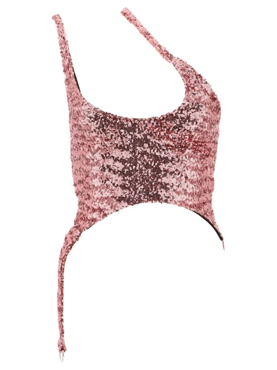 Ambush Asymmetric Embellished Crop Top In Pink