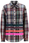 DSQUARED2 CHECK FLANNEL OVERSHIRT WITH MULTICOLOR STRIPES