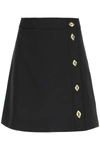 Ganni Summer Noir A-line Black Viscose Skirt With Buttons Woman