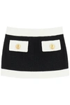 Dsquared2 Black And White Cotton Blend Tweed Mini Skirt