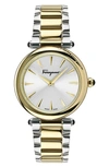Ferragamo Idillio Two-tone Bracelet Watch, 36mm In Two Tone Gold/ Silver