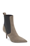 Brunello Cucinelli Bead-embellished Suede And Stretch-knit Ankle Boots In C8212 Dark Grey