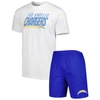 Concepts Sport Men's  Royal, White Los Angeles Chargers Downfield T-shirt And Shorts Sleep Set In Royal
