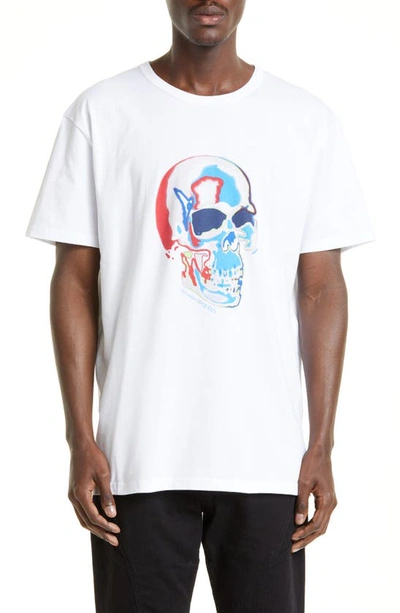 Alexander Mcqueen Solarized Skull Printed Cotton T-shirt In White/multicolour