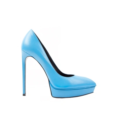 Saint Laurent Leather Janis Pumps In Blue