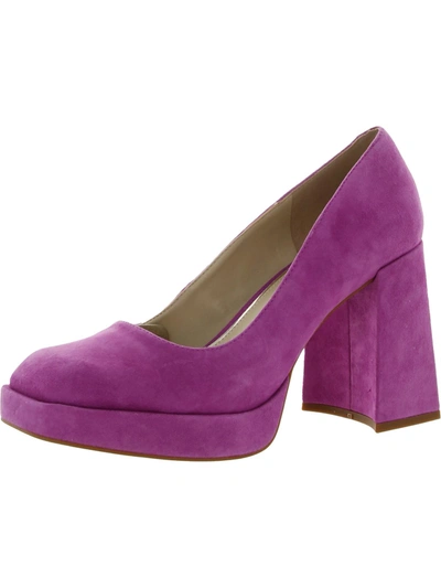 Kenneth Cole New York Bri Pump Womens Slip On Block Heel Pumps In Magenta Suede