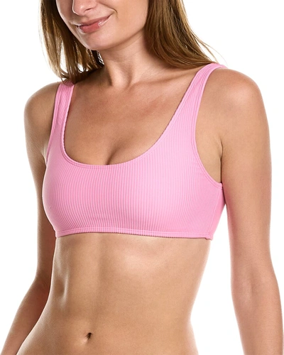 Frankies Bikinis Connor Ribbed Bikini Top In Pink