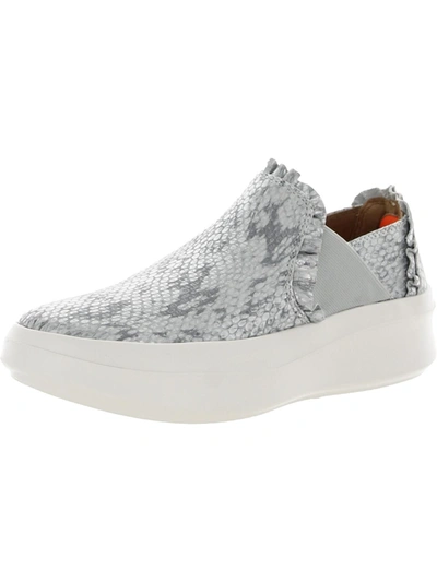 Gentle Souls By Kenneth Cole Rosette Ruffle Womens Leather Lifestyle Slip-on Sneakers In Silver