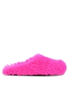 Marni Pink Long-hair Calfskin Fussbett Sabot Loafers In Fuchsia