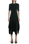 Stella Mccartney Black Short-sleeved Midi Dress In 3007 Forest Green