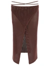 Andreädamo Fishnet Knit Midi Wrap Skirt With Cut-ou In Brown