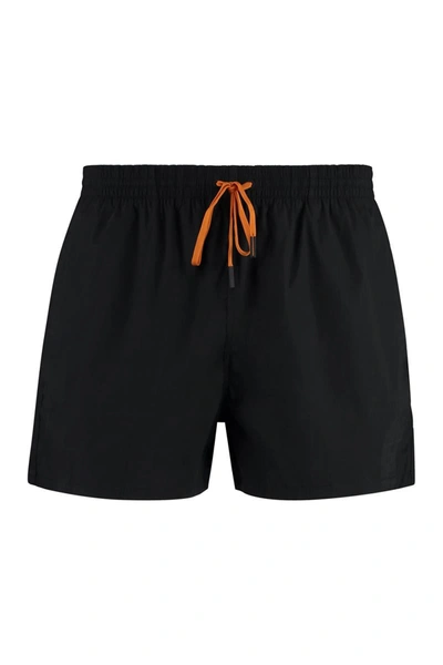 Fendi Drawstring Swim Shorts In Black,papaya