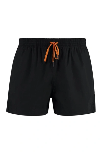 Fendi Contrasting Drawstring Swim Shorts In Black