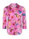 L Agence Dani Butterflies Silk Blouse In Sugar Plum Multi Butterflies