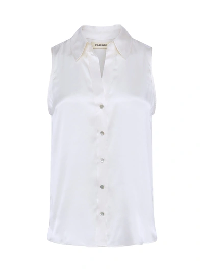 L AGENCE EMMY SLEEVELESS SILK BLOUSE