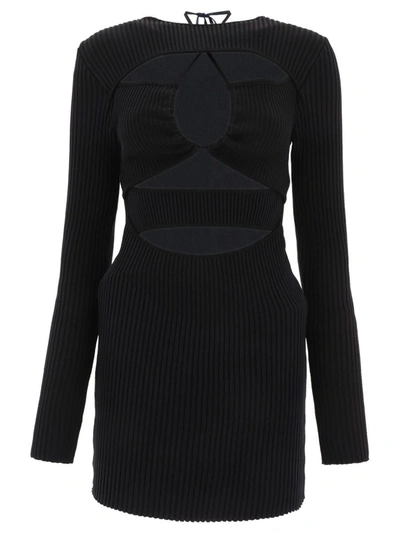 Andreädamo Cut-out Ribbed-knit Dress In Black