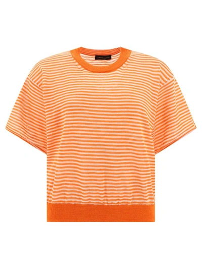 Roberto Collina Striped Sweater In Orange