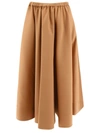Valentino Pleated Duchesse Midi Skirt In Beige