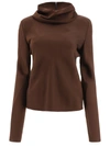 Jil Sander Neck Cowl Sleeves Long Knitwear In Brown
