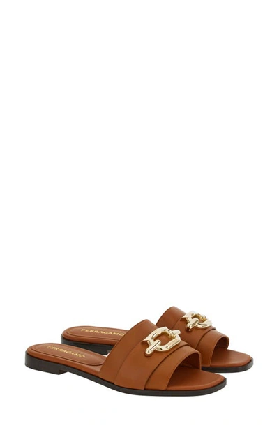 Ferragamo Priscilla Leather Chain Flat Sandals