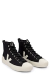 Veja Wata Ii High Top Sneaker In Black Cotton