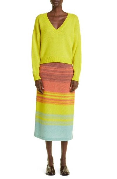 The Elder Statesman Nimbus Ombré Stripe Cashmere & Cotton Skirt In Jnp/ Chr/ Tag/ Hck