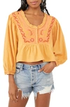 FREE PEOPLE IGGIE EMBROIDERED BLOUSE