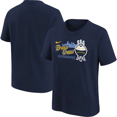 NIKE YOUTH NIKE NAVY MILWAUKEE BREWERS CITY CONNECT GRAPHIC T-SHIRT
