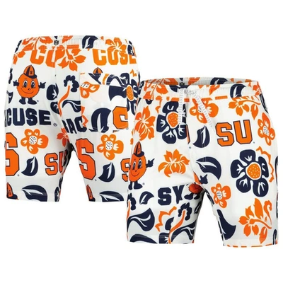 WES & WILLY WES & WILLY  WHITE SYRACUSE ORANGE VAULT TECH SWIMMING TRUNKS