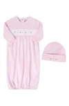 Feltman Brothers Floral Smocked Gown & Hat Set In Pink