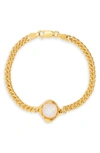 Alighieri The Eye Of The Moonstone 24kt Gold-plated Bracelet In 24 Gold/ White