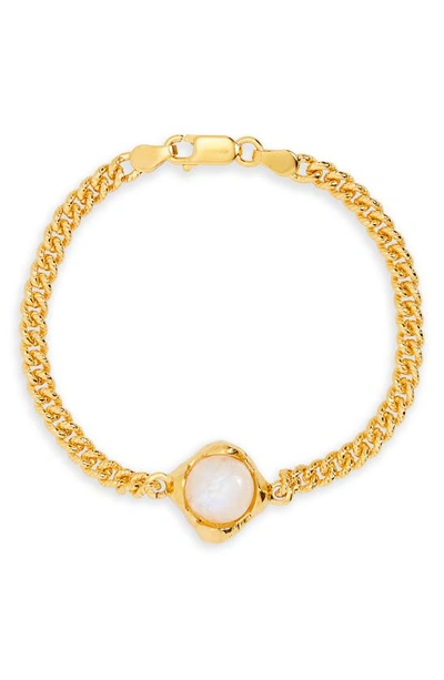 Alighieri The Eye Of The Moonstone 24kt Gold-plated Bracelet In 24 Gold/ White
