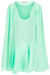 Stella Mccartney Crystal Strass Cape Mini Dress In Fluo Mint (green)