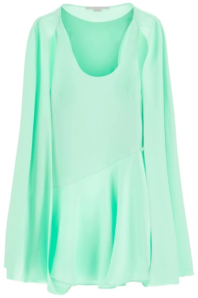 Stella Mccartney Crystal Strass Cape Mini Dress In Green